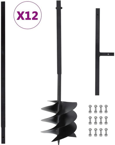 Zemní vrták s rukojetí 250 mm s prodlužovací trubkou 12 m ocel - Ruční vrták - Main image
