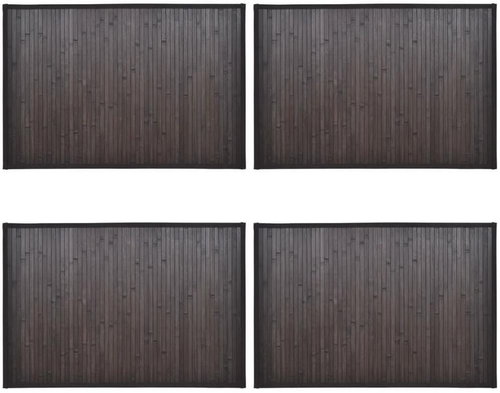Bambusové koupelnové předložky 4 ks 60 x 90 cm tmavě hnědé - Koupelnová předložka - Main image
