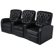 Polohovací trojsedačkové křeslo umělá kůže černá - Křeslo