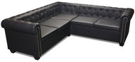 Chesterfield 5místná pohovka umělá kůže černá - Pohovka