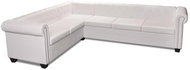 Chesterfield rohová sedačka 6místná umělá kůže bílá - Pohovka