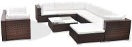 10-piece Garden Sofa with Cushions, Polyrattan Brown - Garden Furniture