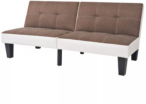 Polohovatelná rozkládací pohovka, textil a PVC, hnědo-bílá - Pohovka - Main image