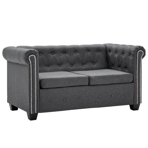 Dvousedačka Chesterfield s textilním čalouněním tmavě šedá - Pohovka - Main image