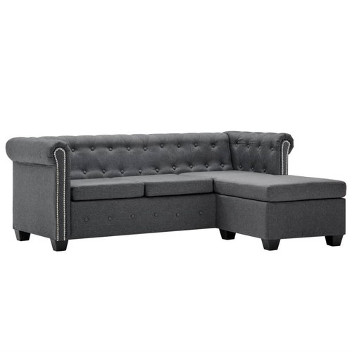 Rohová pohovka Chesterfield s textilním čalouněním tmavě šedá - Pohovka - Main image