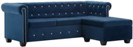 Rohová pohovka Chesterfield samet 199 × 142 × 72 cm modrá - Pohovka