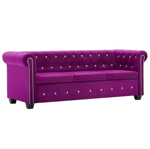 3místná pohovka Chesterfield samet 199 × 75 × 72 cm fialová - Pohovka - Main image