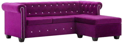 Rohová pohovka Chesterfield samet 199 × 142 × 72 cm fialová - Pohovka - Main image