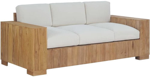 Pohovka s poduškami 3místná masivní teak - Pohovka - Main image