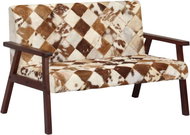 Dvojsedačka bílo-hnědá pravá kozí kůže - Sedací souprava