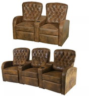 2 ks polohovací křesla 2místné +3místné umělá kůže hnědá - Křeslo