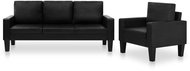 Sedací souprava z umělé kůže 2 kusy černá - Sedací souprava
