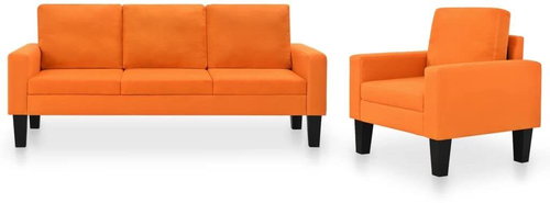 Sedací souprava 2 kusy s textilním čalouněním oranžová - Sedací souprava - Main image