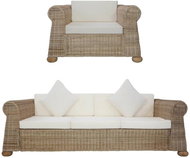 2dílná sedací souprava s poduškami přírodní ratan - Sedací souprava