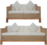 2dílná sedací souprava s poduškami přírodní ratan - Sedací souprava