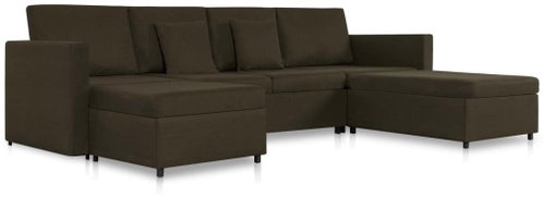 4místná rozkládací pohovka textil taupe - Pohovka - Main image