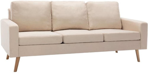 3místná pohovka krémová textil - Pohovka - Main image