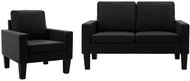 2dílná sedací souprava černá umělá kůže - Sedací souprava