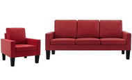 2dílná sedací souprava červená umělá kůže - Sedací souprava