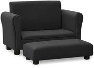 Children's sofa with footrest black faux leather - Couch