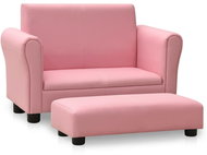 Children's seat with footrest pink artificial leather - Children's sofa