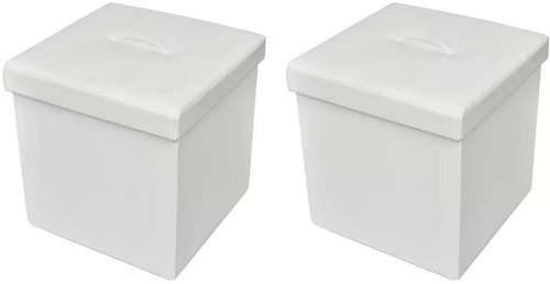 2 × Skládací podnožka / taburet s úložným prostorem bílá - Podnožka - Main image