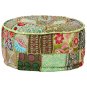 Seating pouf patchwork round cotton handmade 40x20 cm green - Pillow Seat