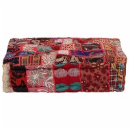 Seating pouf patchwork square handmade 50x50x12 cm red - Pillow Seat