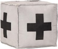 Sedací puf šedý 40 × 40 × 40 cm bavlněné plátno a kůže - Sedací polštář