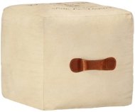 Sedací puf pískový 40 × 40 × 40 cm bavlněné plátno a kůže - Sedací polštář