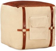 Sand pouf 40 × 40 × 40 cm cotton canvas and leather - Pillow Seat