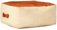 Sedací puf pískový 60 × 60 × 30 cm bavlněné plátno a kůže - Sedací polštář