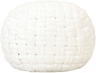 Sedací puf pletený bílý 50 × 35 cm bavlna - Sedací polštář