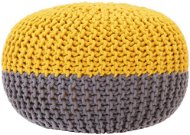 Hand-knitted seating pouf anthracite-mustard 50x35 cm cotton - Pillow Seat