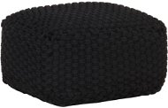 Ručně pletený sedací puf černý 50 × 50 × 30 cm bavlna - Sedací polštář