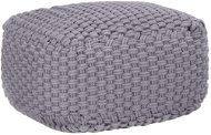 Ručně pletený sedací puf šedý 50 × 50 × 30 cm bavlna - Sedací polštář
