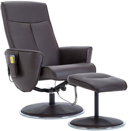 Masážní křeslo s podnožkou hnědé umělá kůže - Massage Chair - Main image
