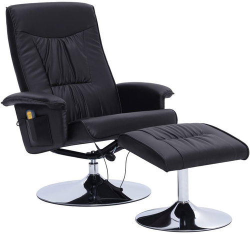 Masážní polohovací křeslo s podnožkou černé umělá kůže - Massage Chair - Main image