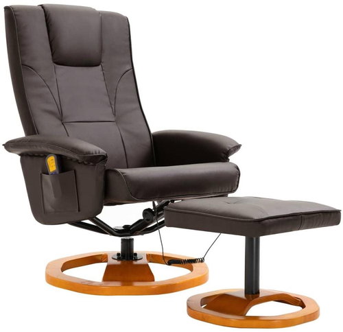 Masážní křeslo s podnožkou hnědé umělá kůže - Massage Chair - Main image