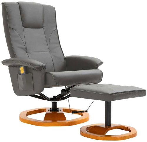 Masážní křeslo s podnožkou šedé umělá kůže - Massage Chair - Main image