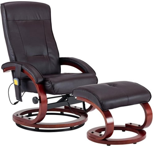 Masážní polohovací křeslo s podnožkou hnědé umělá kůže - Massage Chair - Main image