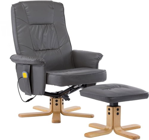 Masážní polohovací křeslo s podnožkou šedé umělá kůže - Massage Chair - Main image