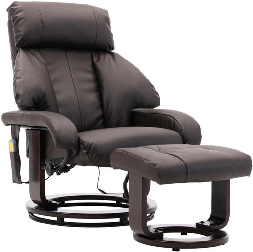 Masážní polohovací TV křeslo hnědé umělá kůže - Massage Chair - Main image