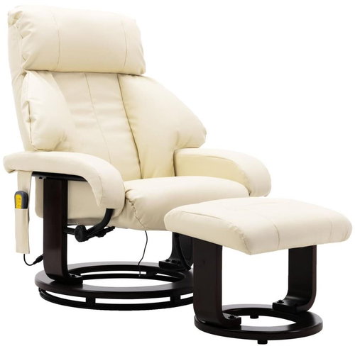 Masážní polohovací TV křeslo krémově bílé umělá kůže - Massage Chair - Main image