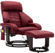 Masážní polohovací TV křeslo vínové umělá kůže - Massage Chair
