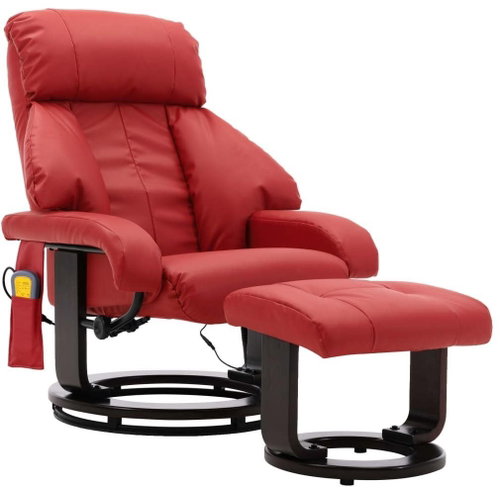 Masážní polohovací TV křeslo červené umělá kůže - Massage Chair - Main image
