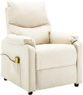 Masážní polohovací TV křeslo krémové textil - Massage Chair