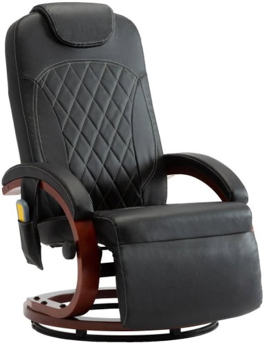 Masážní polohovací TV křeslo černé umělá kůže - Massage Chair - Main image