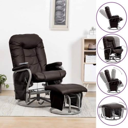 Masážní polohovací křeslo s podnožkou hnědé umělá kůže - Massage Chair - Main image