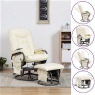 Masážní polohovací křeslo s podnožkou krémové umělá kůže - Massage Chair